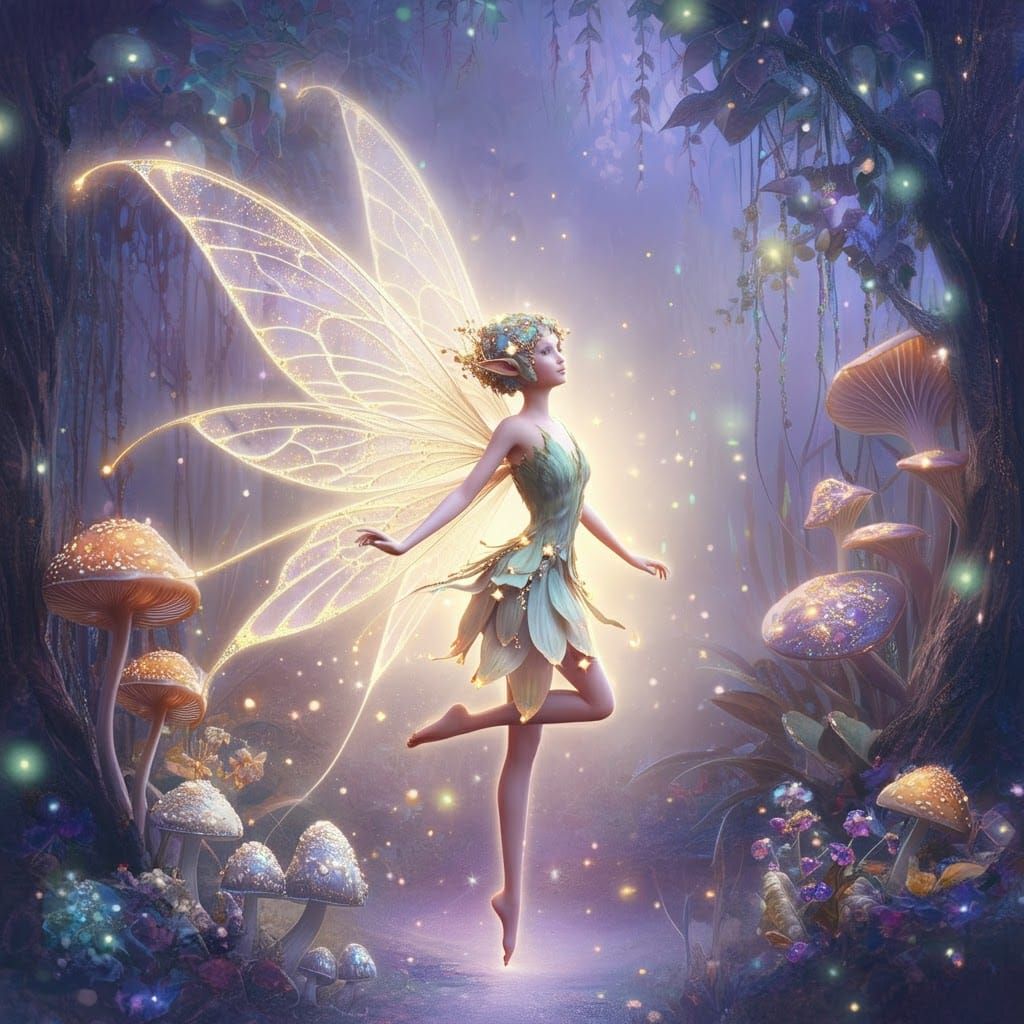 Luminous Fairy in Enchanted Forest Dreamscape