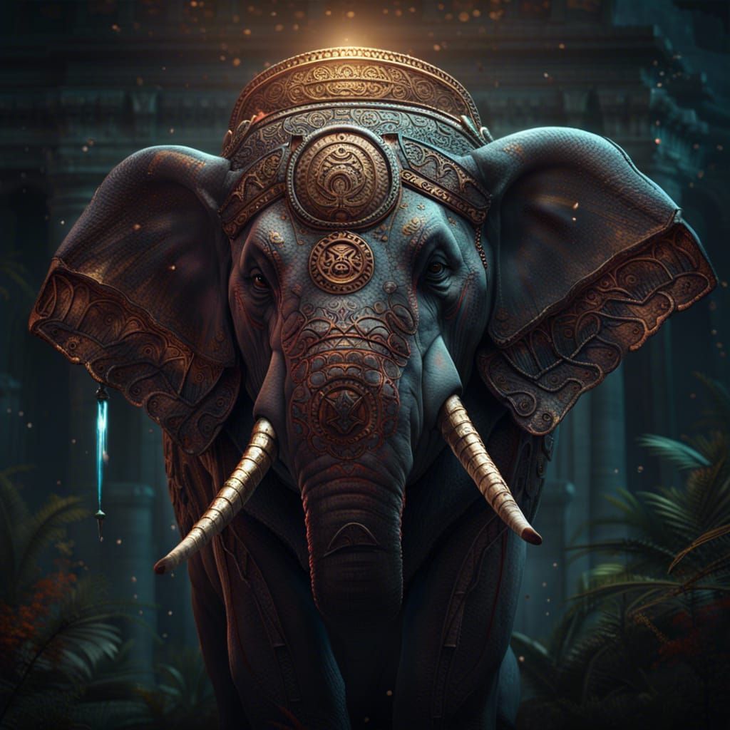 Mayan Elephant Dark Fantasy Concept Art