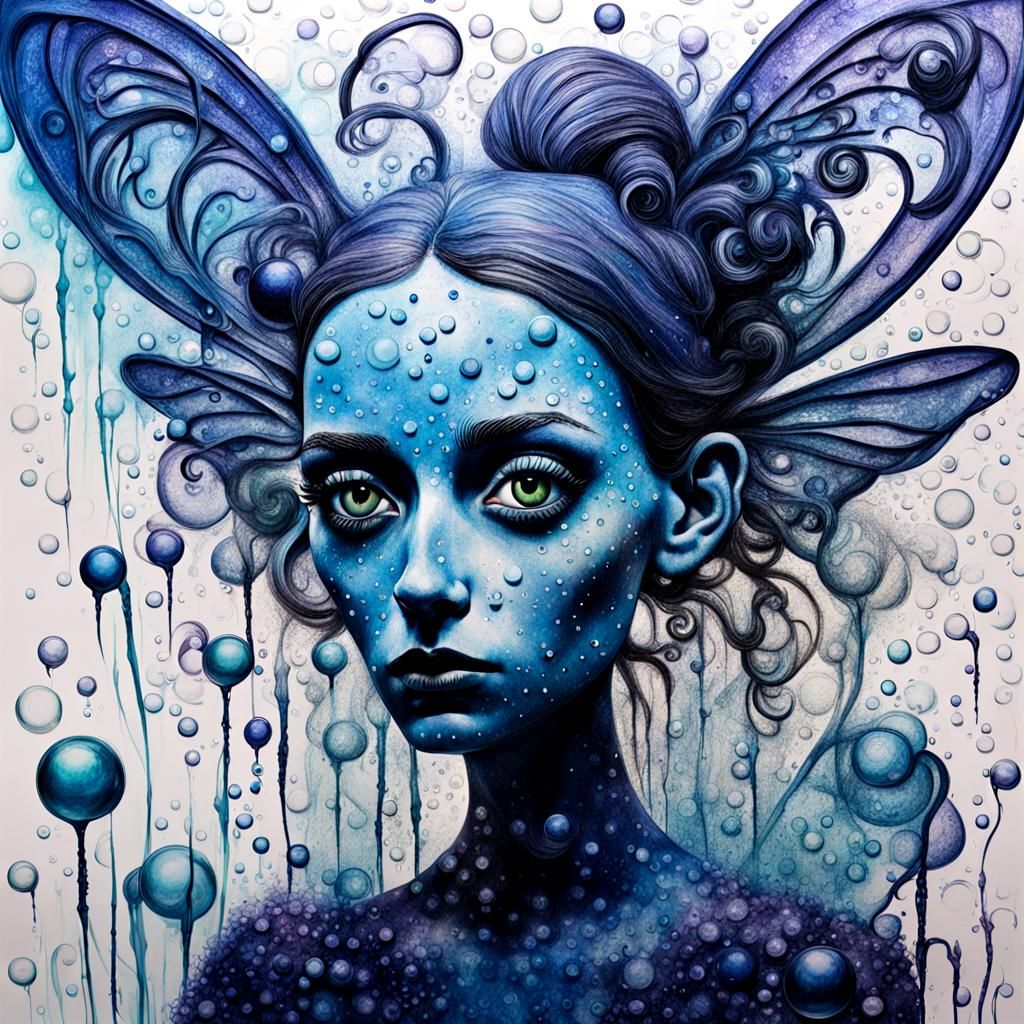 Abstract Soap Bubble Fairy in Picasso-Burton Style