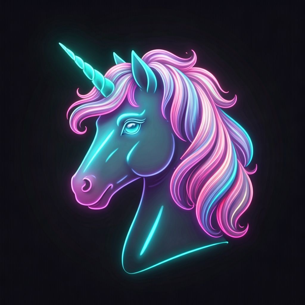 Vibrant Neon Exotic Unicorn Art