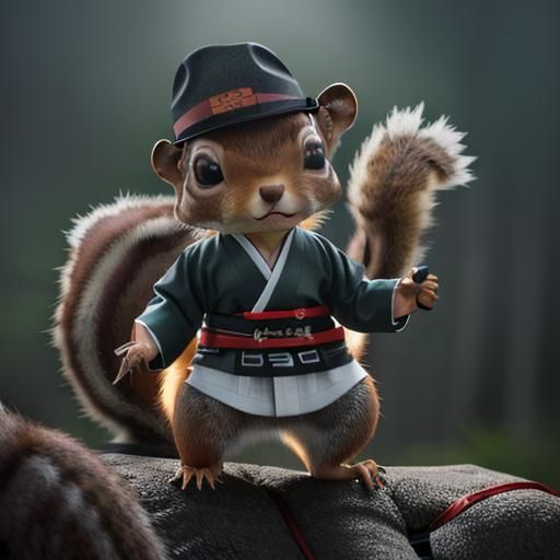 Chibi Squirrel in Korean Clothes with Steampunk Details