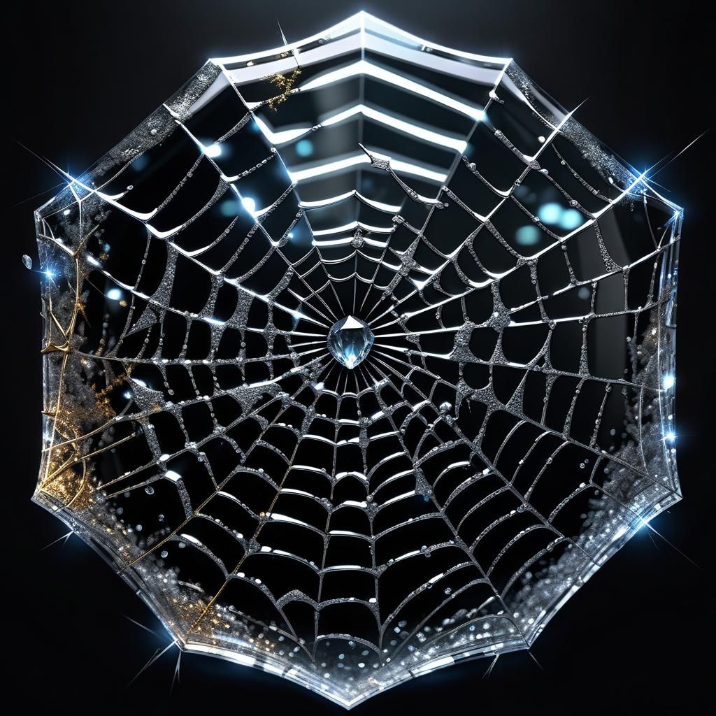 Crystal Spiderweb with Spider in Photorealistic CGI