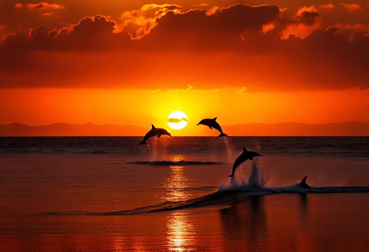 Dolphins Jumping
