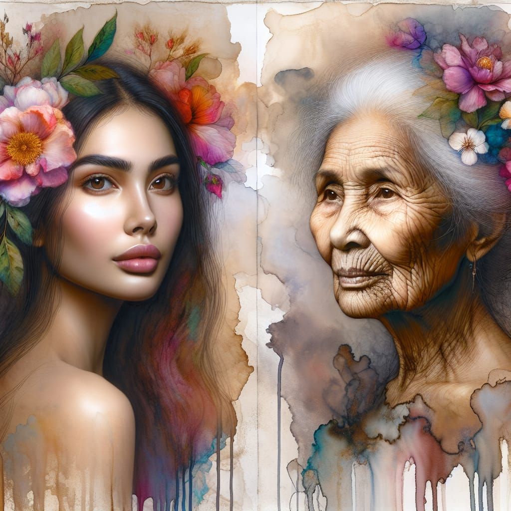 Contrasting Female Profiles in Pastel Colors