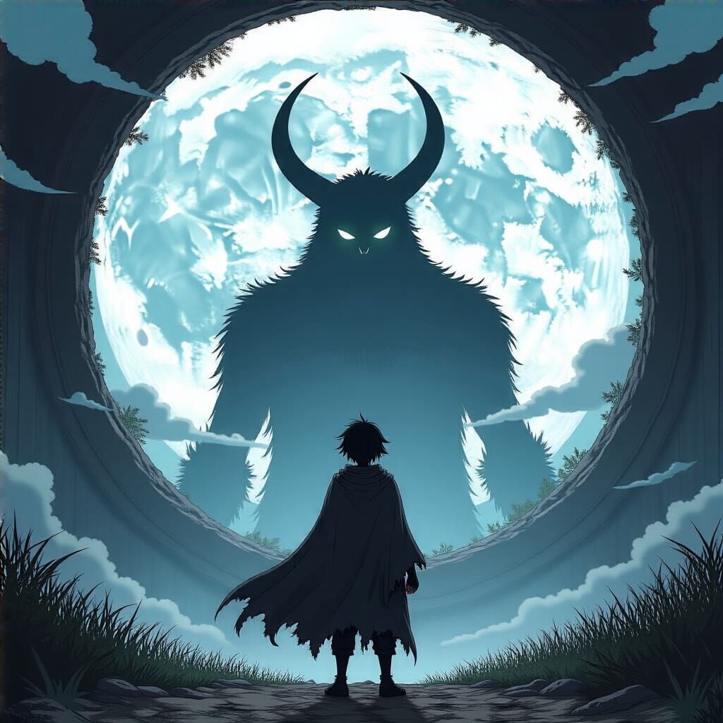 Grimdark Anime Scene in Cel-Shaded Style