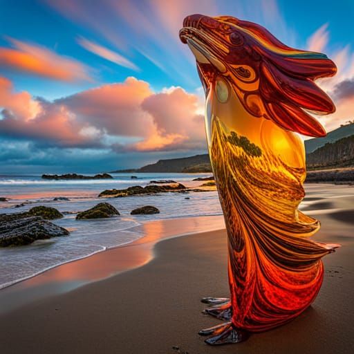 Animal Glass Sculpture by Glassblowing Master