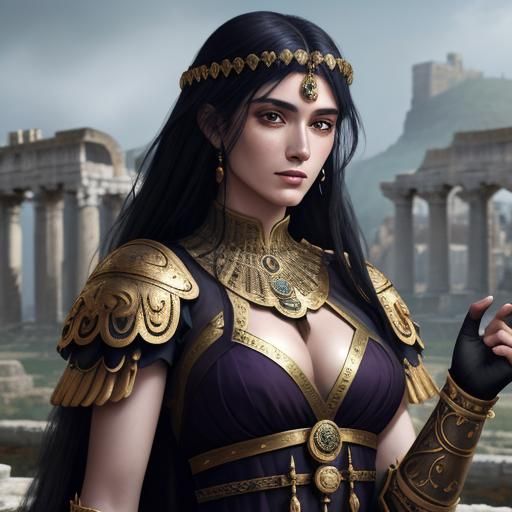 Anime-Style Roman Woman in Ancient City