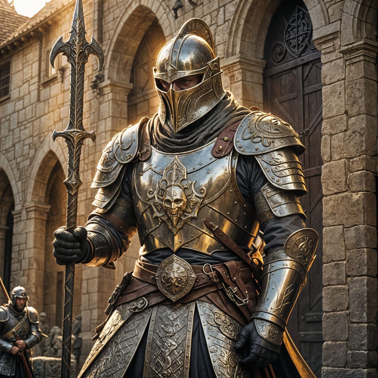 Medieval City Guard with Serpent Emblem