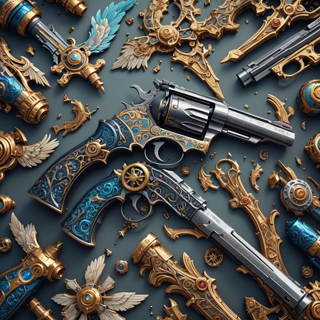 Angelic Revolver: Detailed Fantasy Concept Art