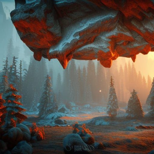 Fantastical Winter Wilderness in Detailed Matte Painting