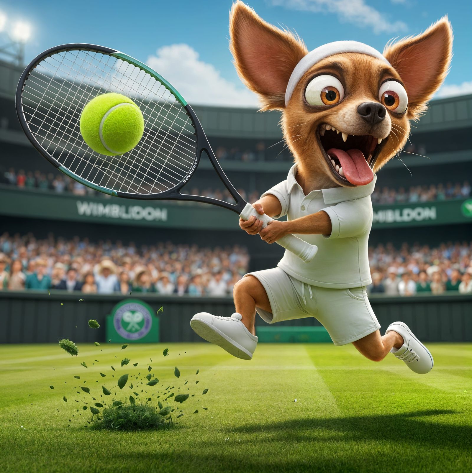 Hyperrealistic Chihuahua Plays Tennis at Wimbledon