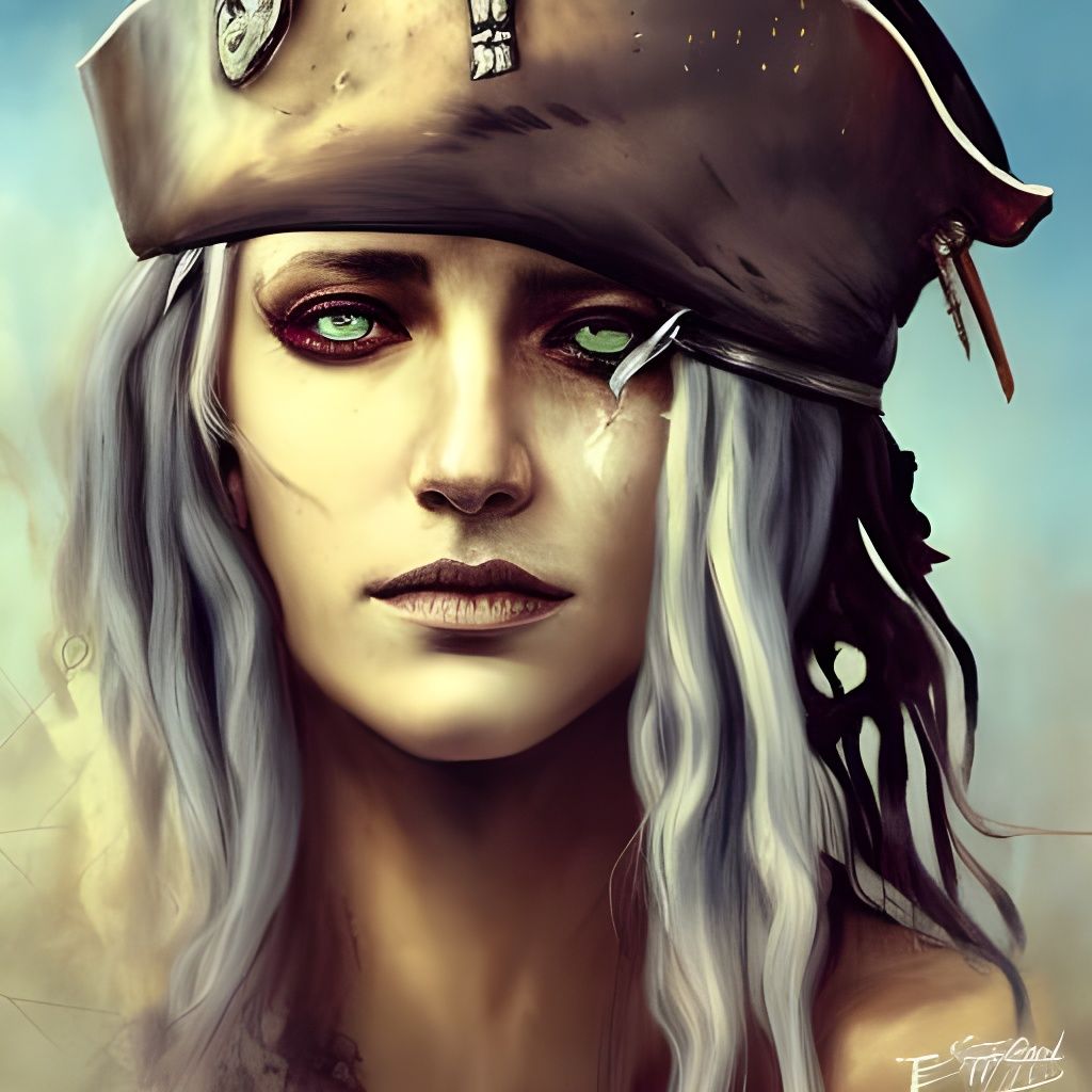 Female Pirate Captain Portrait in Detailed Style