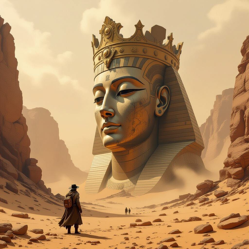 Steampunk Explorer Discovers Ancient Alien Statue