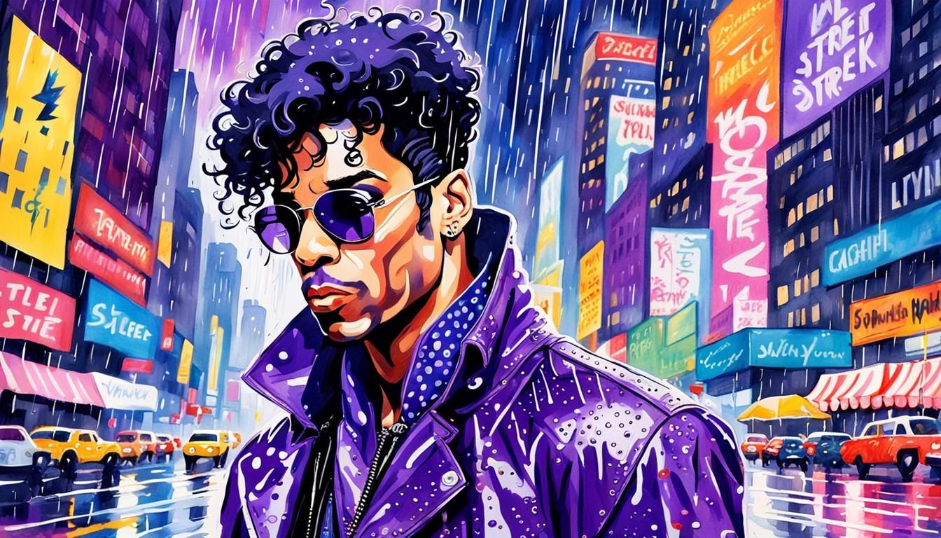 Prince in Purple: Pop Art Watercolor Portrait