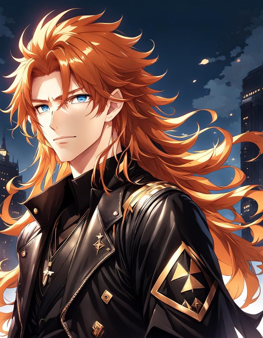 Anime Style: Smirking Ginger with Curly Hair