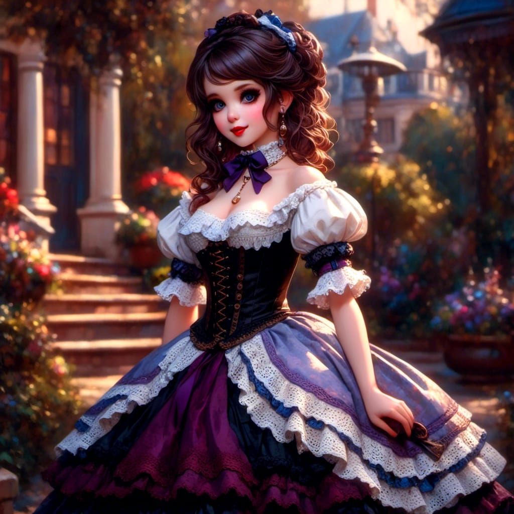 dreamlike wonder, photorealistic, digital image of A <lora:Victorian Dolls:1.0>beautiful female with caucasoid skin, (lo...