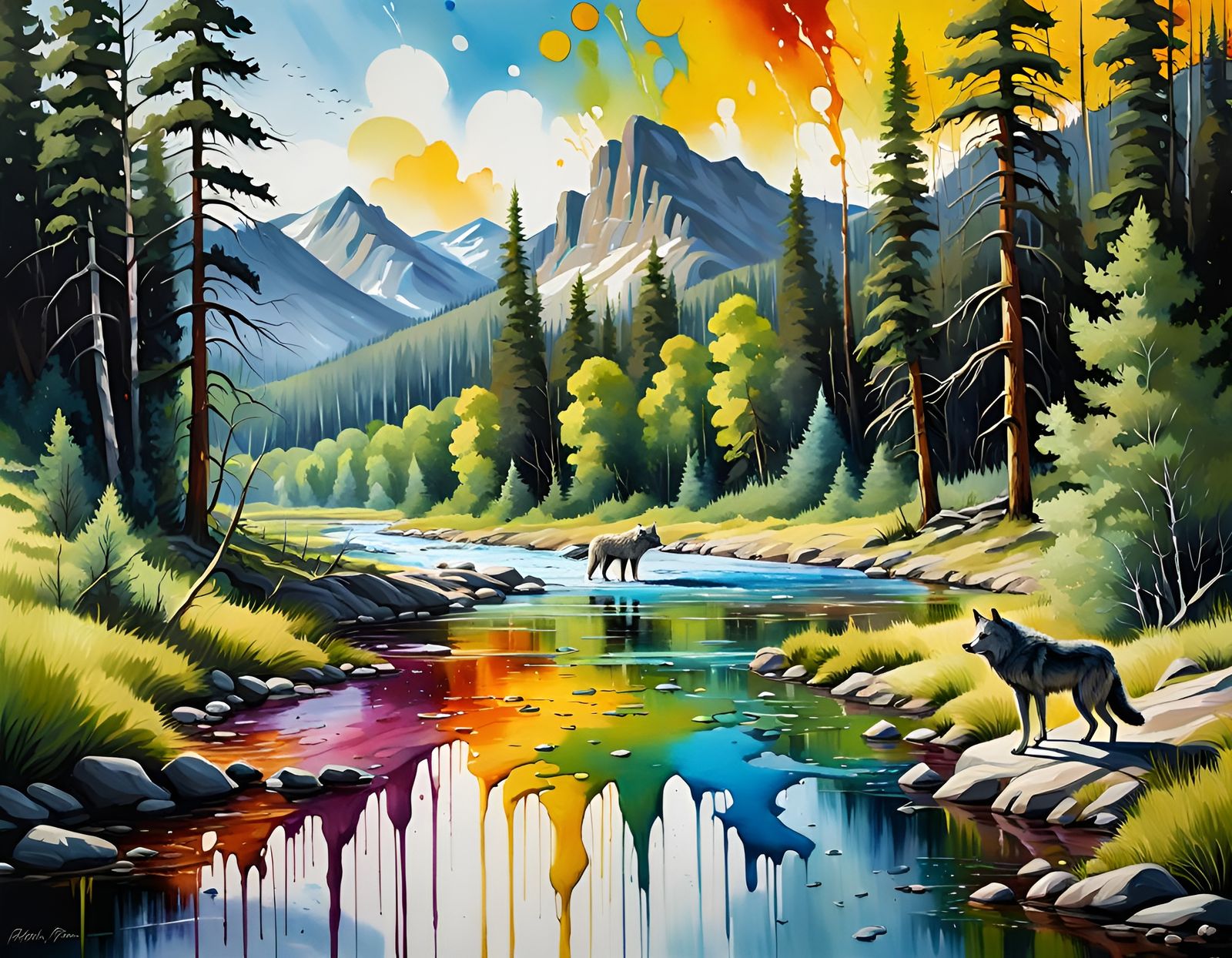 A summer landscape painting.