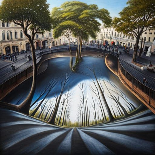 Dizzying Underground Forest Chalk Art Illusion