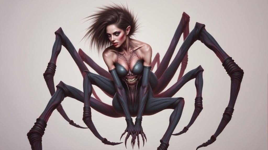 Demonic Woman Emerging From Organic Mosaic