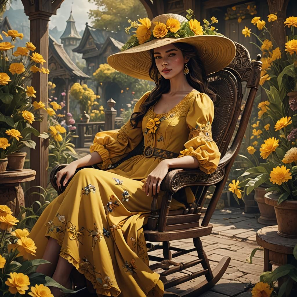 Lady in Yellow Dress: Fantasy Matte Painting