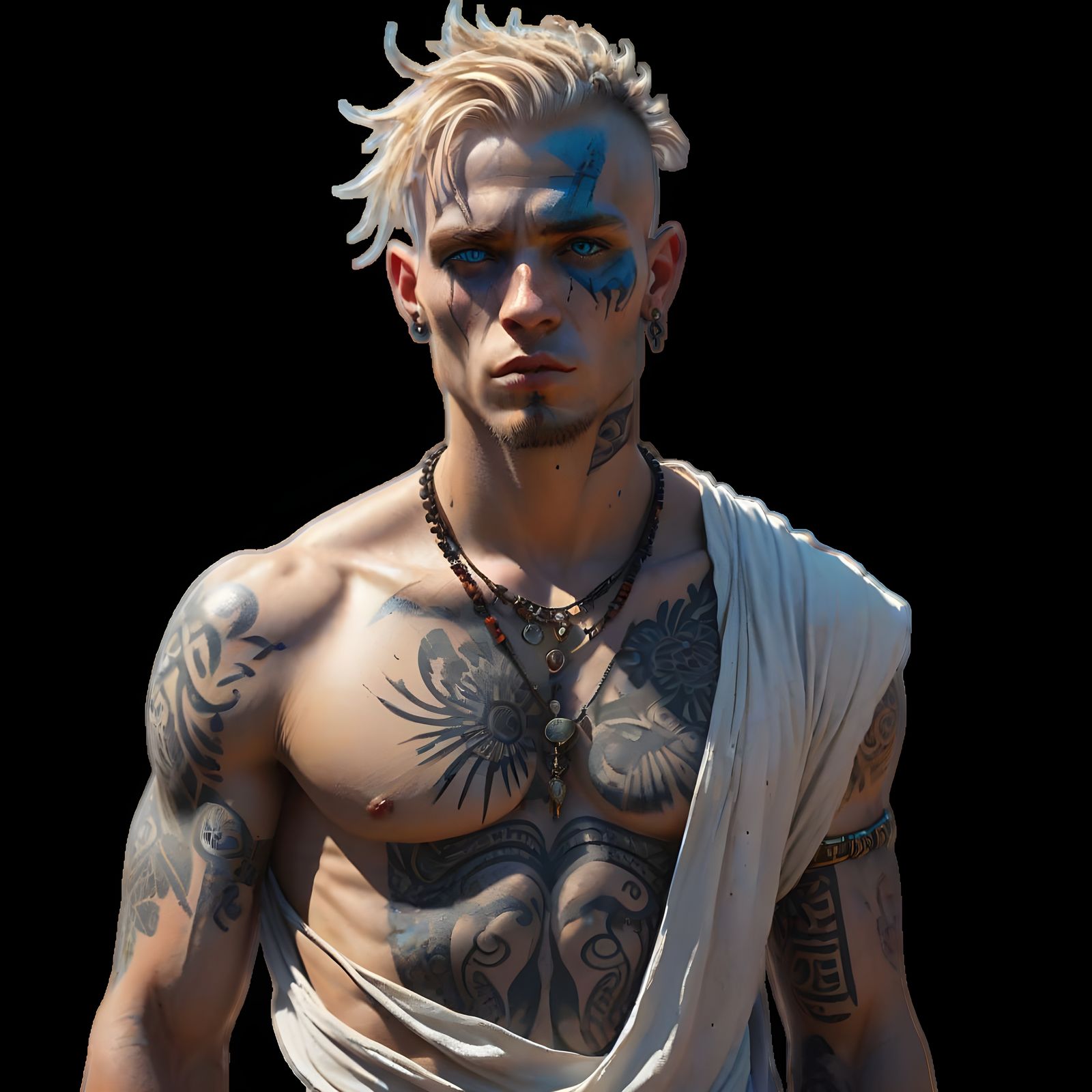 Cyberpunk-Inspired Portrait of a Tattooed Young Man