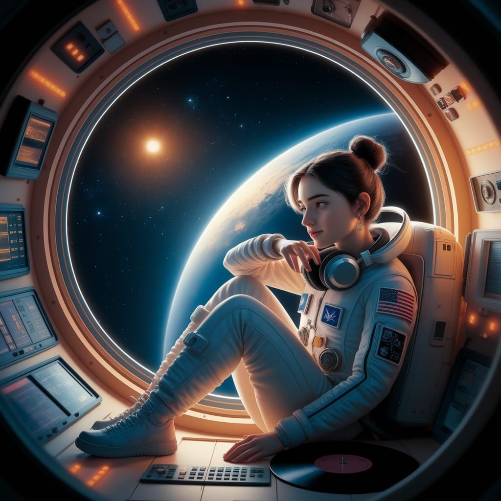 Astronaut in Space Station Oasis