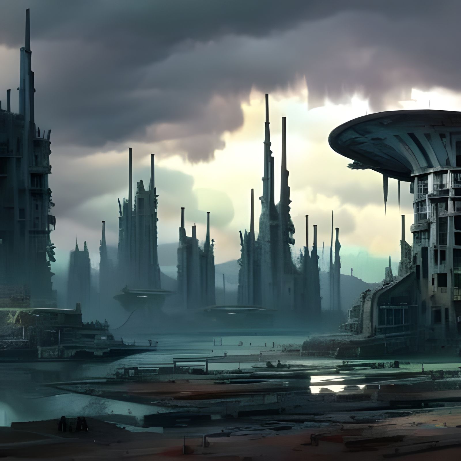 Futuristic War-Torn City: A Sci-Fi Digital Art Masterpiece