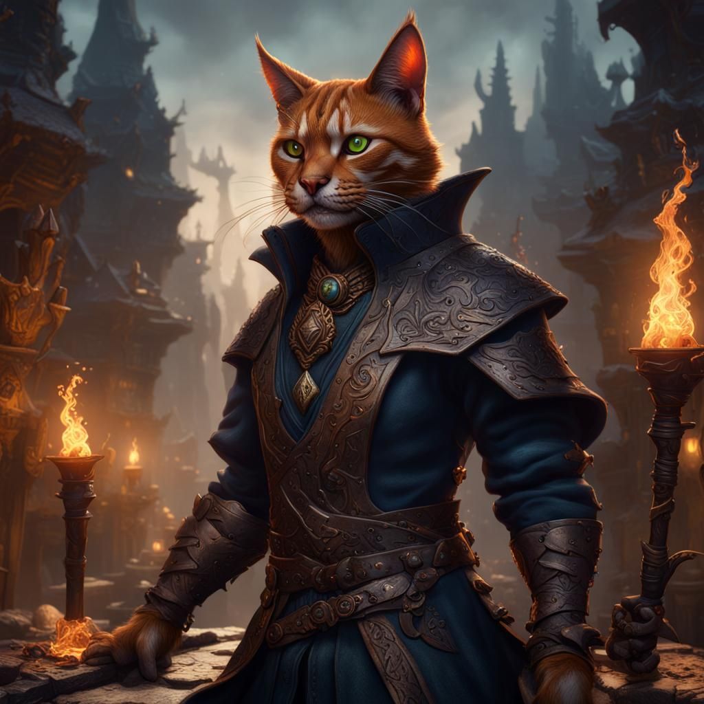 Ginger Tabaxi Shadow Sorcerer in the Underdark
