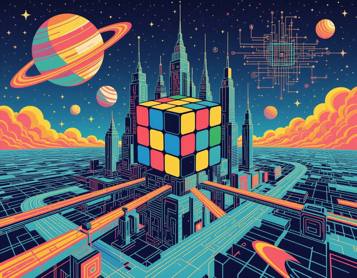 Decopunk Arcology City with Fractal Retrofuturism