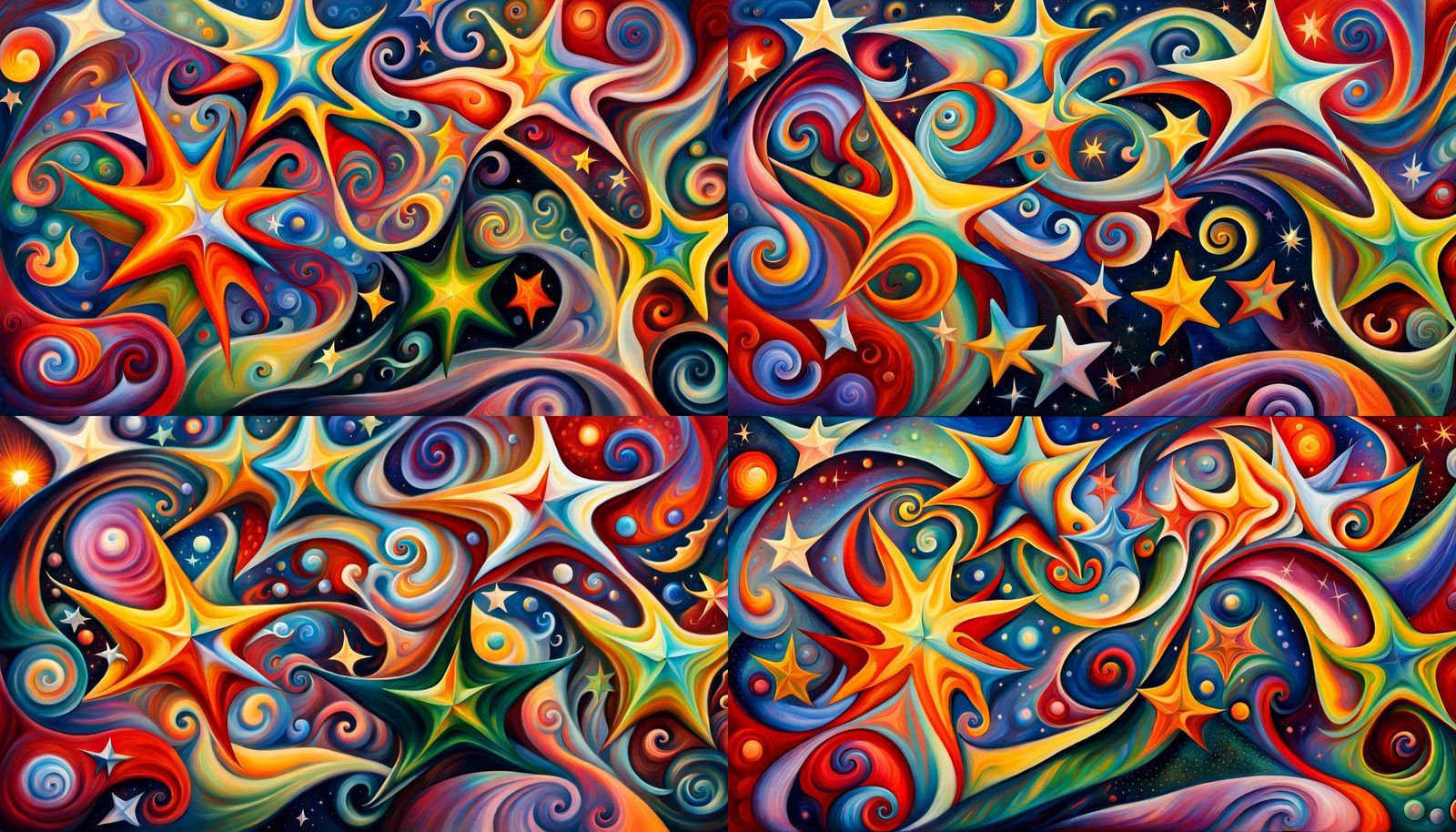 Iridescent Stars Dancing in Cosmic Maelstrom as Impasto Pain...