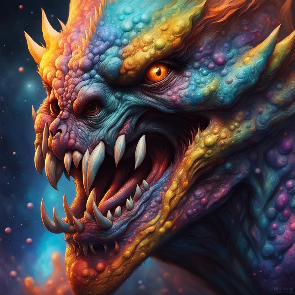 Galaxy-Sized Monster in Hyperrealistic Splash Art