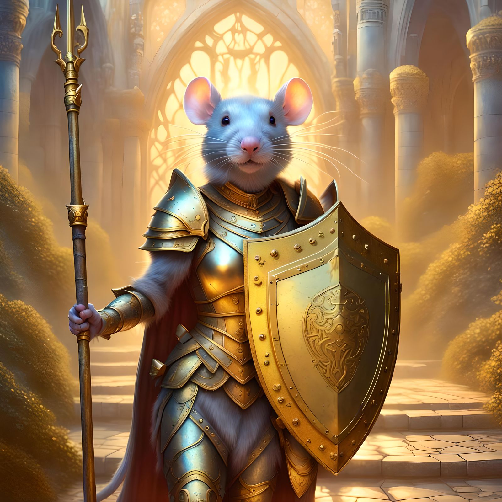 Rat Lady Royal Guard in Ethereal Fantasy Style