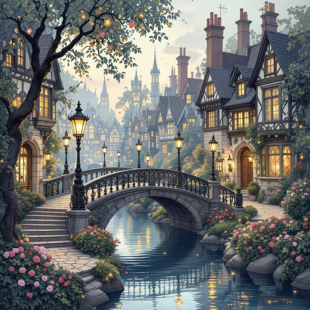 Enchanting Fantasy Streets with Glowing Threads