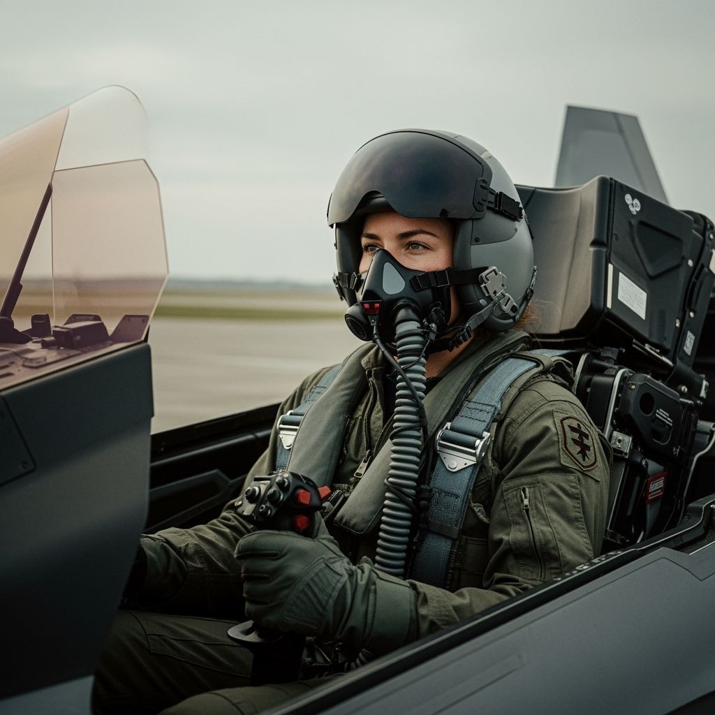 Female Fighter Pilot Ready for Takeoff in F-35 Cockpit