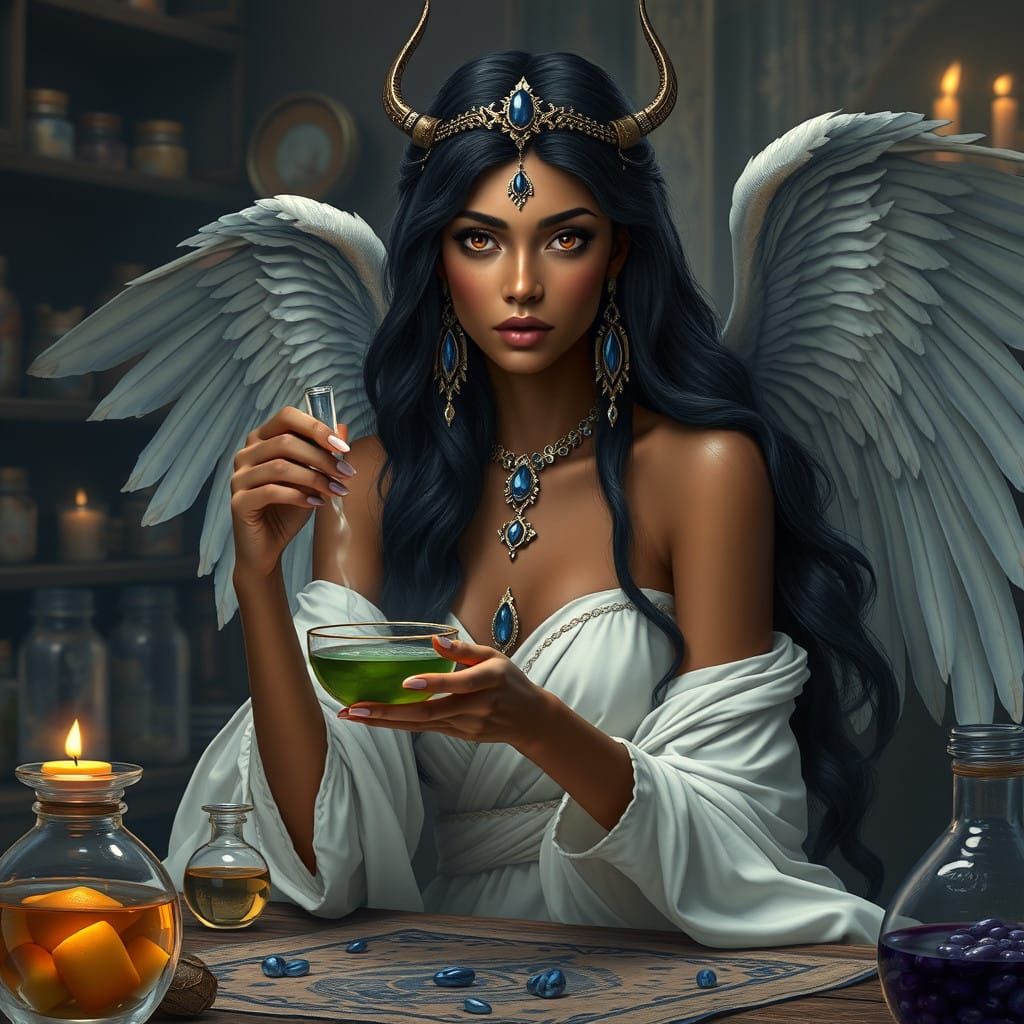 Sensual Goddess of Heaven and Earth in an Apothecary Paradis...