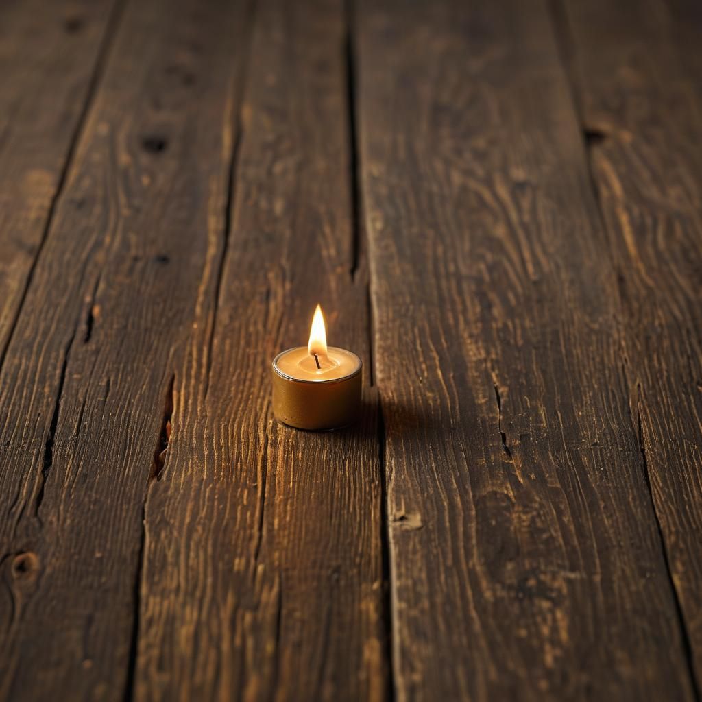 Burning Candle Still Life in Golden Light