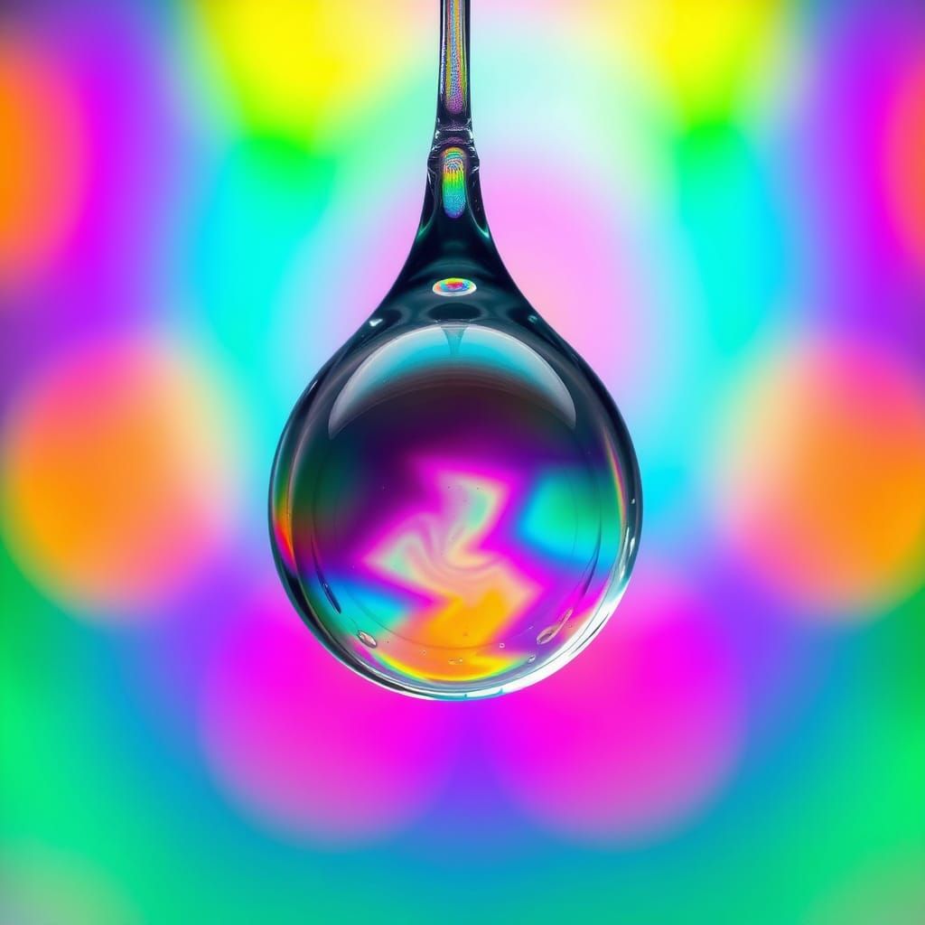 Vibrant Water Droplet in Prismatic Bokeh