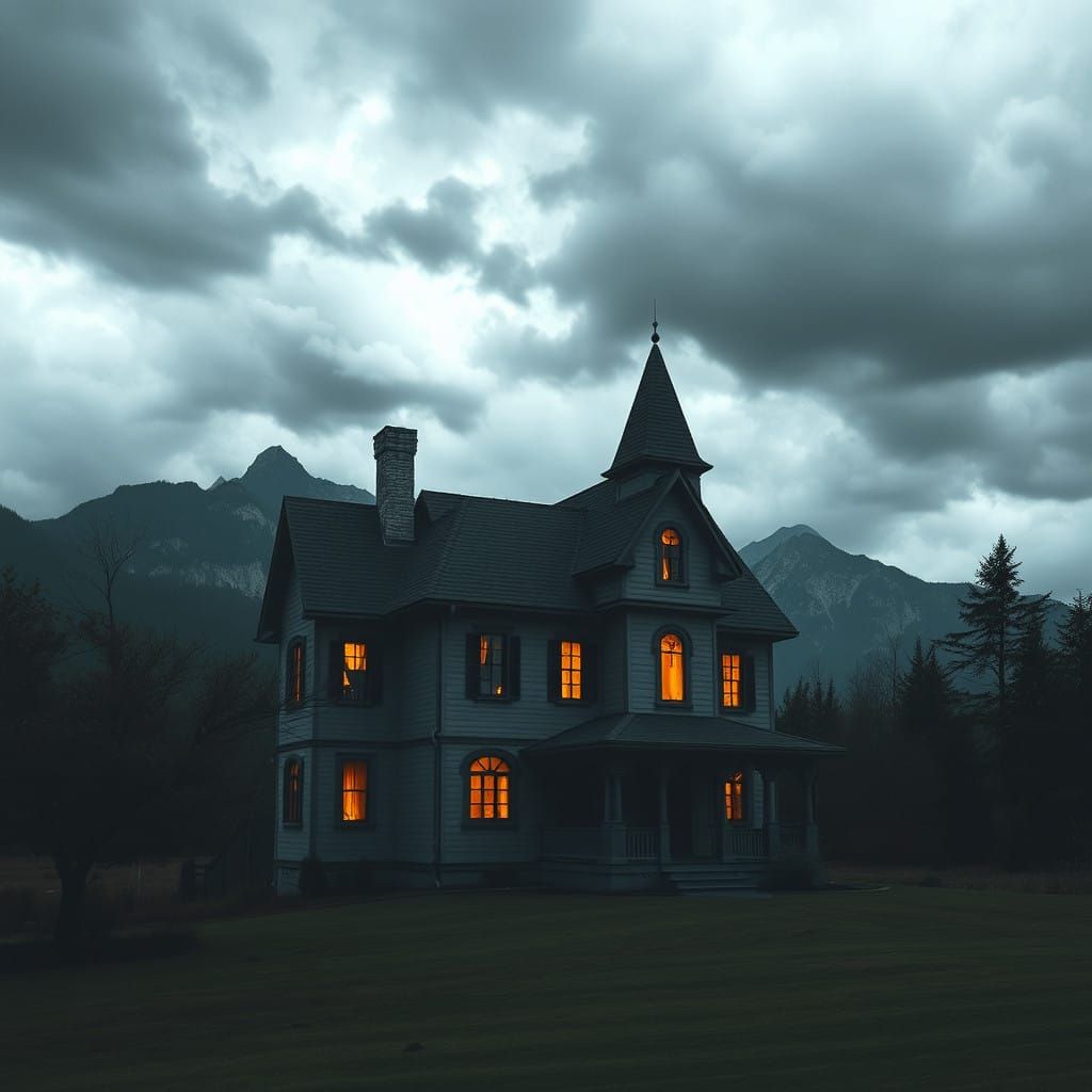 Eerie Abandoned Mansion Dominates the Serene Mountainscape