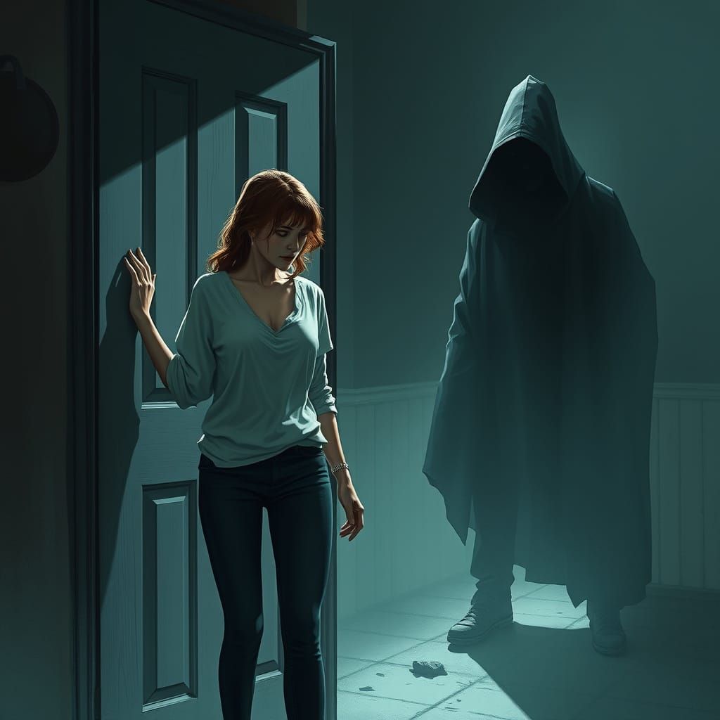 Woman at Doorway in Style of Stalenhag