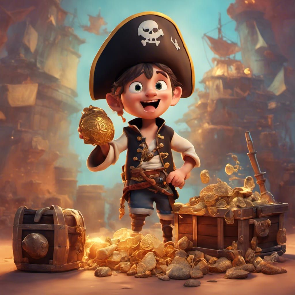 Little Pirate Boy Finds Treasure: Pixar Style