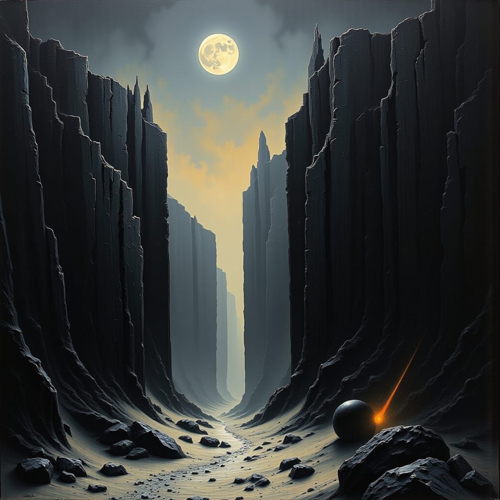 Black Sand Curtain Surreal Sci-Fi Landscape