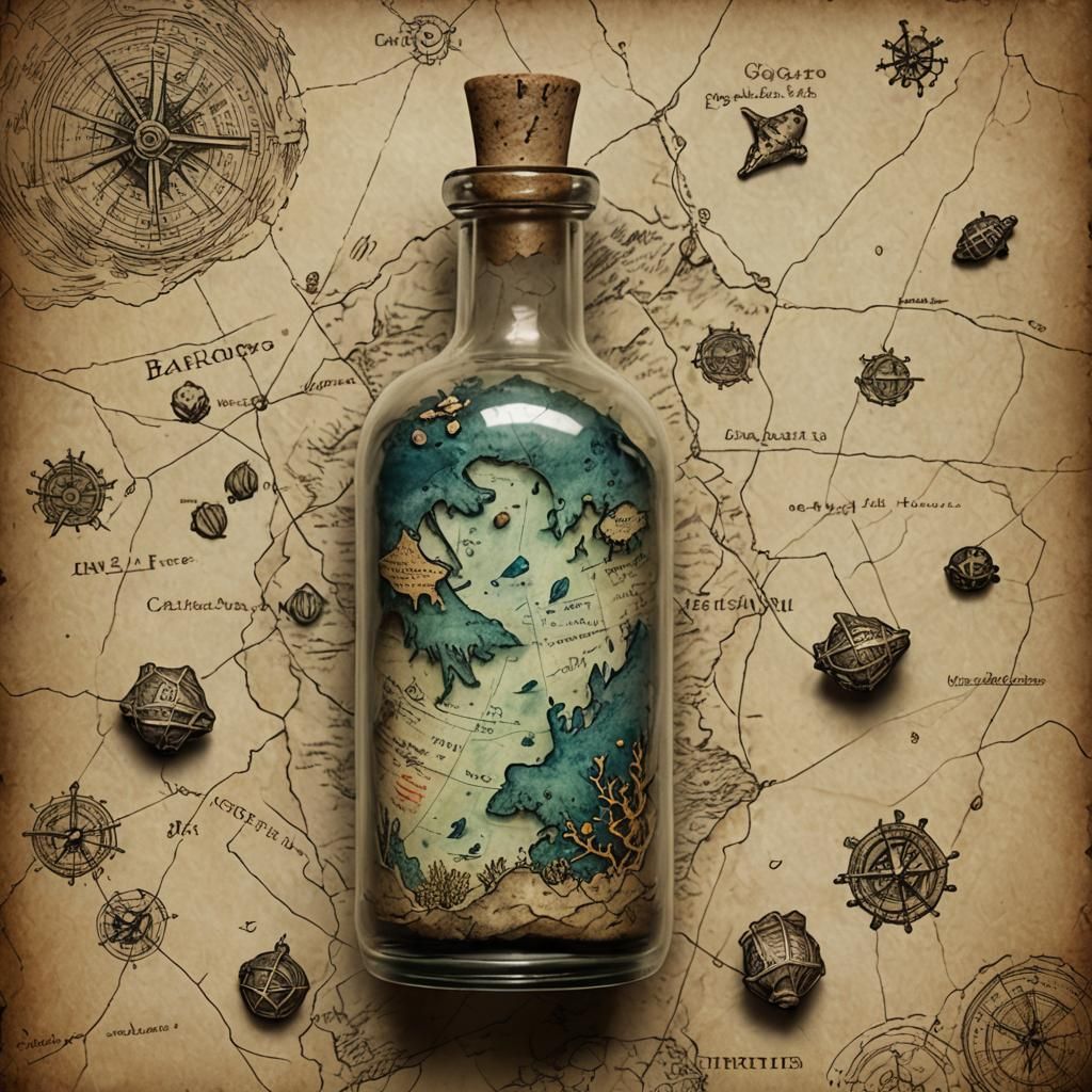 Tattered Map in a Bottle: Ocean's Secret Pathways
