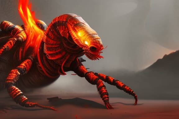 Scary Scorpion Emerges from Volcano in Matte Painting