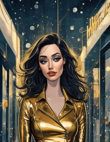 Woman in Gold Jumpsuit