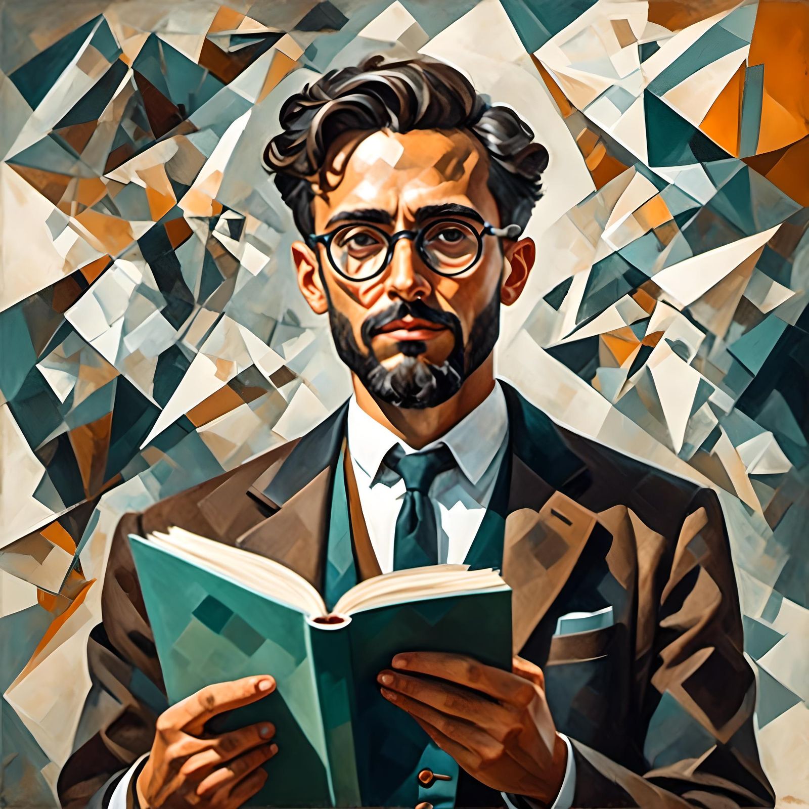 Scholarly Man with Glasses Holding Book