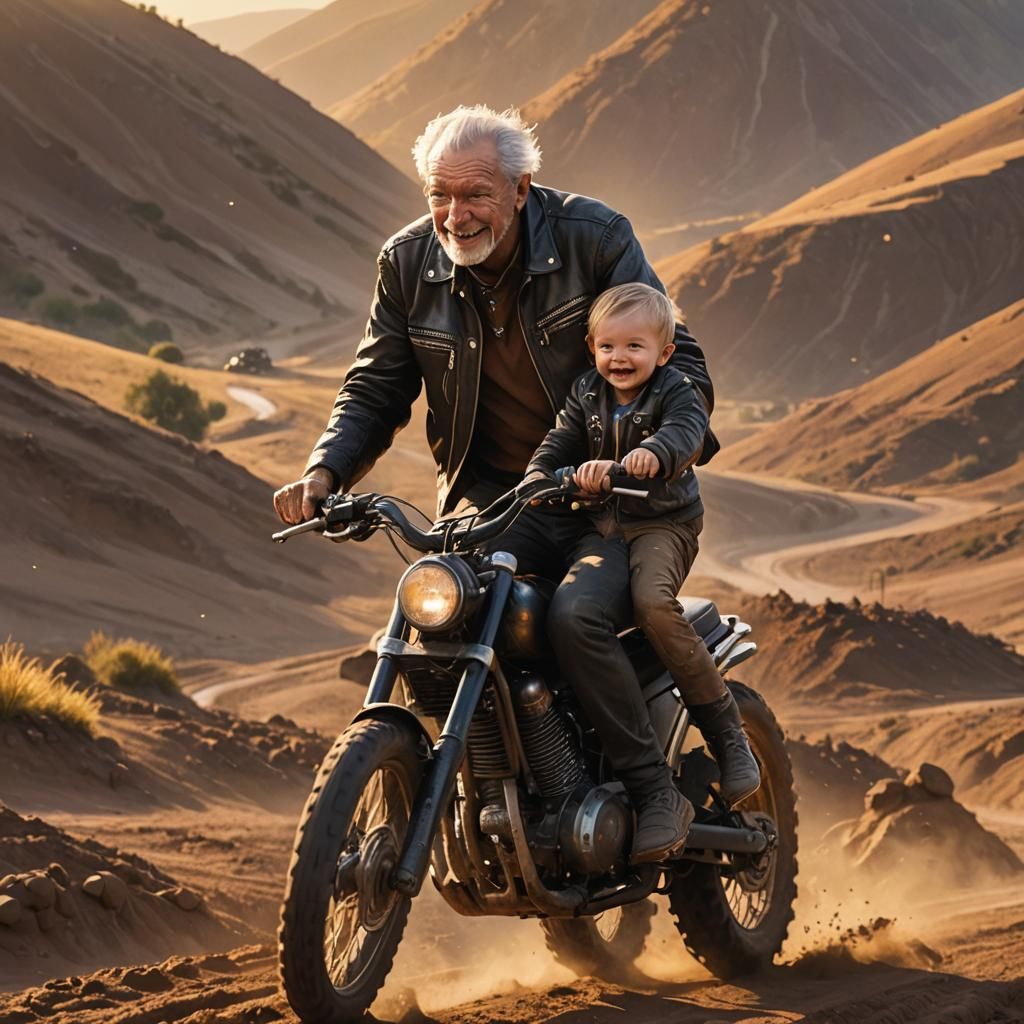 Emo Grandpa and Grandchild Dirt Bike Ride
