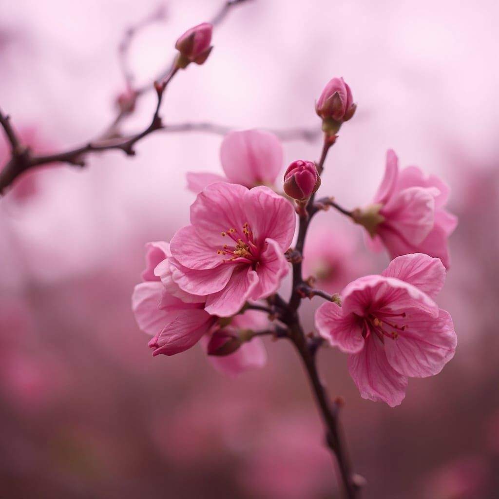 Abstract Surreal Pink Blossoms