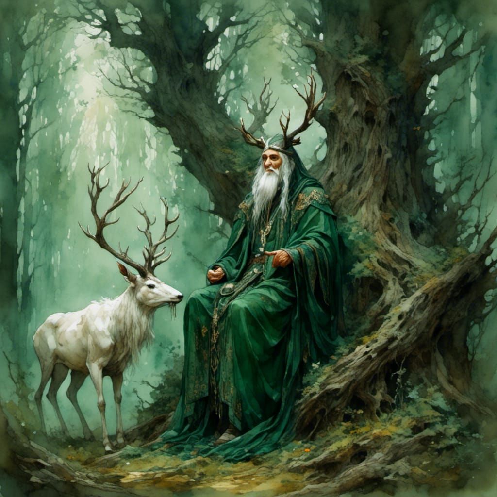 Druid priest with a White stag