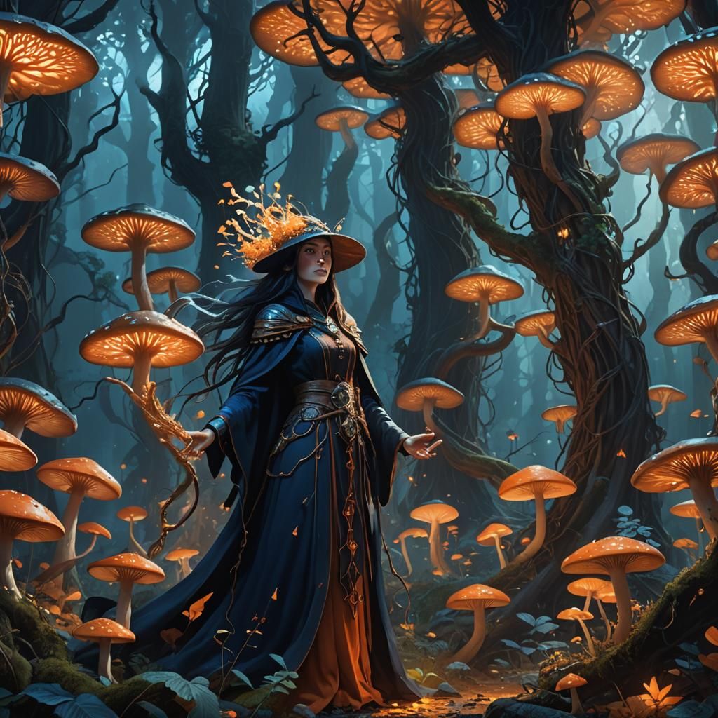 Mysterious Sorceress in Ancient Forest