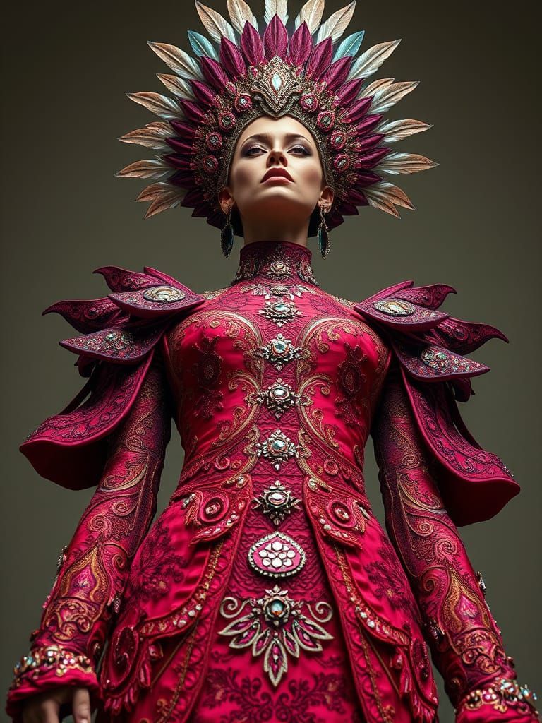 Regal Woman in Avant-Garde Couture